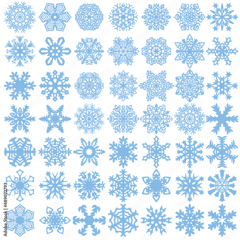 Set silhouette of snowflakes icons on white background Set silhouette of snowflakes icons on white background