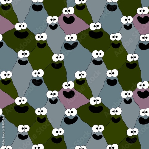 Kids seamless cute monster alien pattern for fabrics and packaging and gifts and cards and linens and wrapping paper © Tetiana