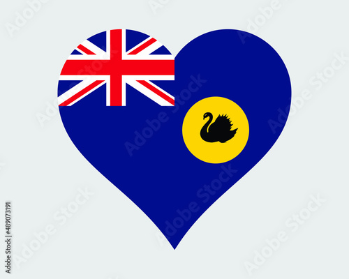 Western Australia Heart Flag. WA AUS Love Shape Flag. Australian State Banner Icon Sign Symbol Clipart. EPS Vector Illustration. © xileodesigns