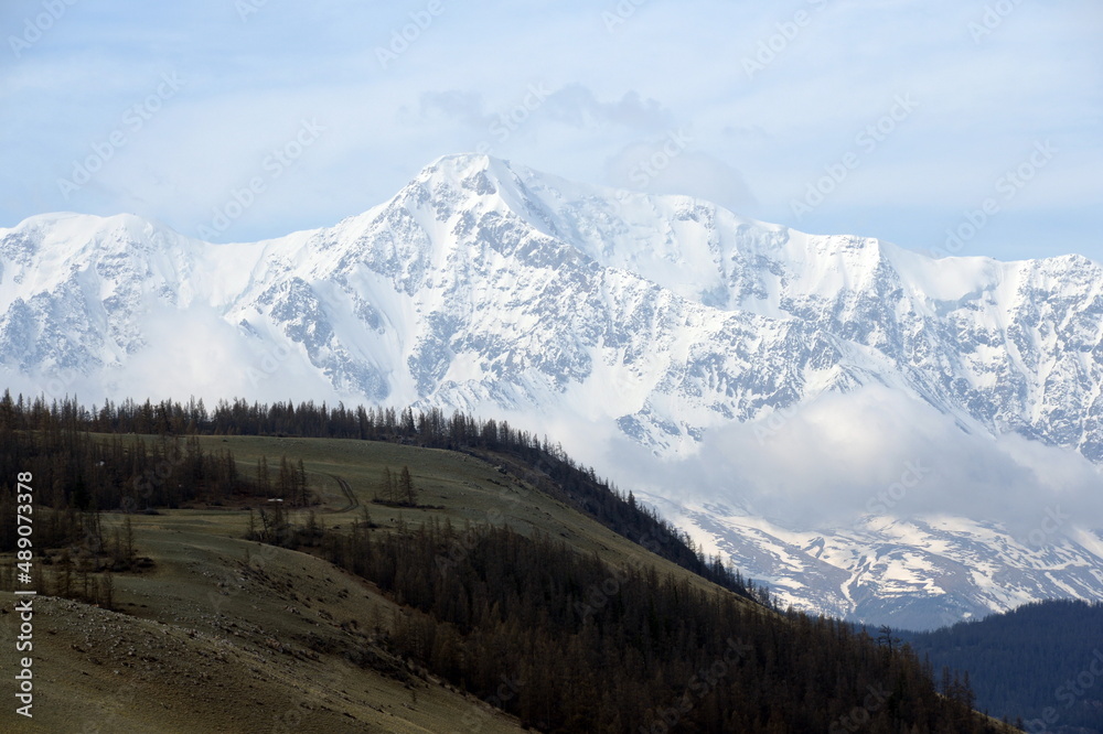 Mountain landscape near the North Chui ridge in the Kosh-Agach district of the Altai Republic. Russia