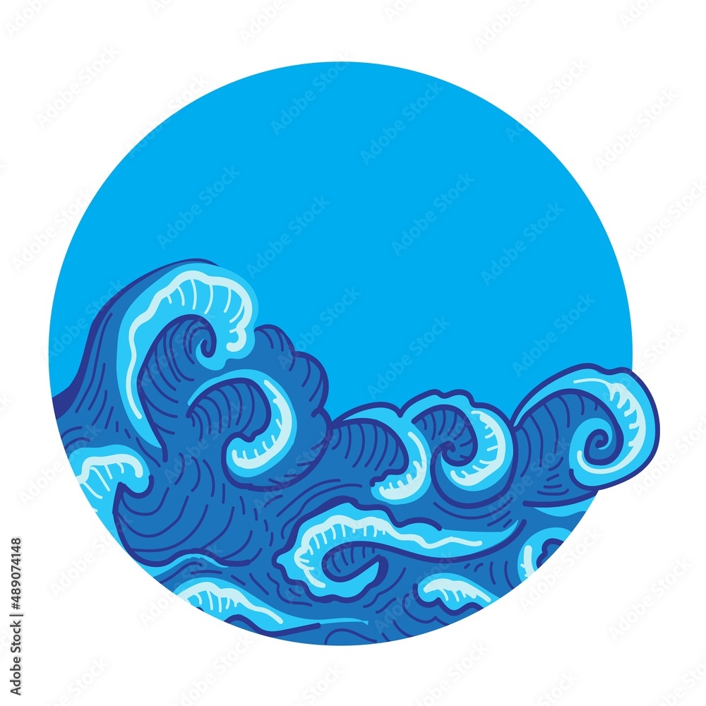 Sea waves in a circle going beyond. Company `s logo .. Stock Vector ...