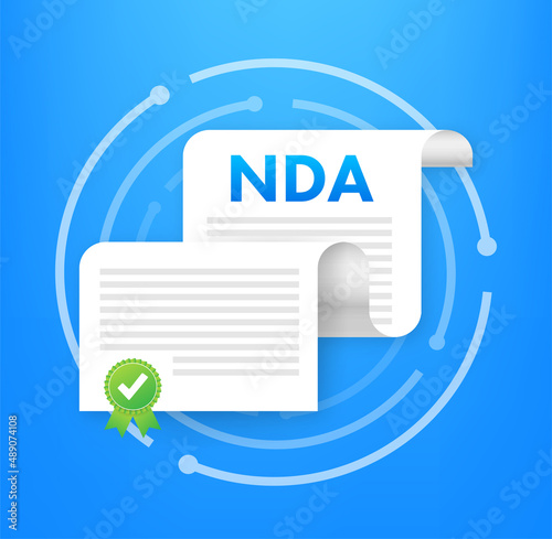 NDA Document, Non disclosure agreement, Privacy document. Vector stock illustration.