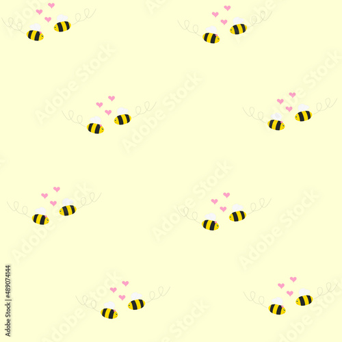 Bees in love fly together. Vector illustration. Flat bees. Sweet character