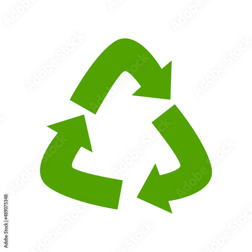 Green icon with recycling sign. The concept of nature, ecology. Vector