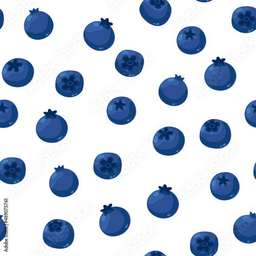 Vector seamless pattern with fresh blueberries. Berries on a white background for the design and decoration of products. Fresh healthy food.