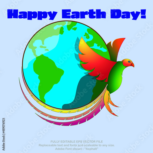 earth globe with bird