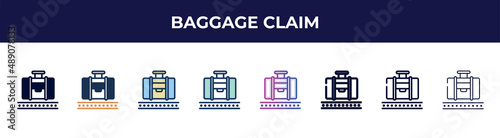 baggage claim icon in 8 styles. line, filled, glyph, thin outline, colorful, stroke and gradient styles, baggage claim vector sign. symbol, logo illustration. different style icons set. photo