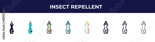 insect repellent icon in 8 styles. line, filled, glyph, thin outline, colorful, stroke and gradient styles, insect repellent vector sign. symbol, logo illustration. different style icons set.