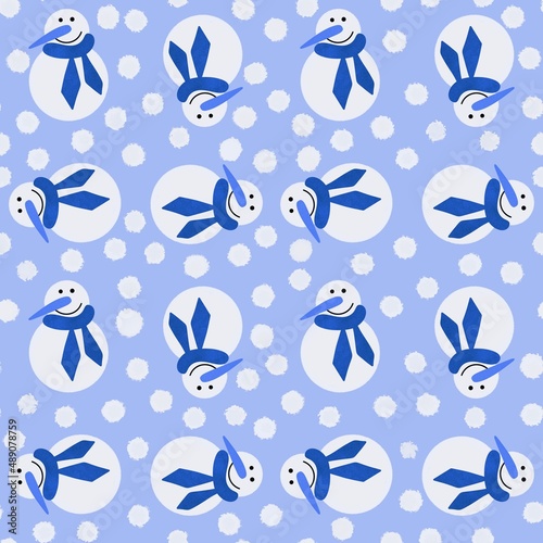 Winter seamless snowman pattern for fabrics and textiles and packaging and gifts and cards and linens and kids 