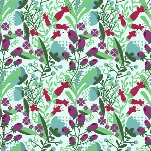 Simple floral seamless pattern with flowers for fabrics and cards and linens and kids and wrapping paper