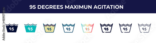 95 degrees maximun agitation icon in 8 styles. line, filled, glyph, thin outline, colorful, stroke and gradient styles, 95 degrees maximun agitation vector sign. symbol, logo illustration. different