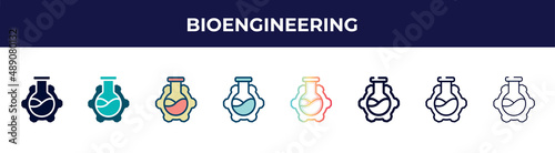 bioengineering icon in 8 styles. line, filled, glyph, thin outline, colorful, stroke and gradient styles, bioengineering vector sign. symbol, logo illustration. different style icons set.