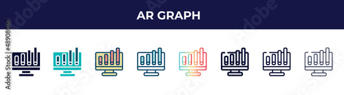 ar graph icon in 8 styles. line, filled, glyph, thin outline, colorful, stroke and gradient styles, ar graph vector sign. symbol, logo illustration. different style icons set.