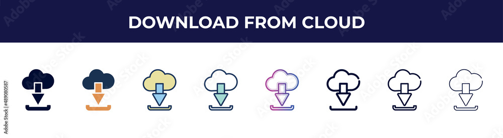 download from cloud icon in 8 styles. line, filled, glyph, thin outline, colorful, stroke and gradient styles, download from cloud vector sign. symbol, logo illustration. different style icons set. download from cloud icon in 8 styles. line, filled, glyph, thin outline, colorful, stroke and gradient styles, download from cloud vector sign. symbol, logo illustration. different style icons set.