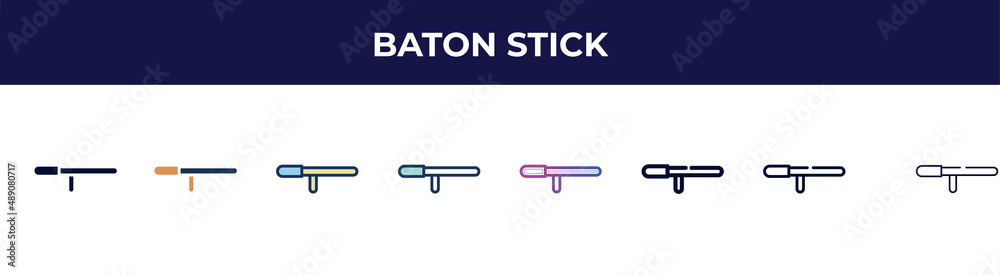 baton stick icon in 8 styles. line, filled, glyph, thin outline, colorful, stroke and gradient styles, baton stick vector sign. symbol, logo illustration. different style icons set. baton stick icon in 8 styles. line, filled, glyph, thin outline, colorful, stroke and gradient styles, baton stick vector sign. symbol, logo illustration. different style icons set.