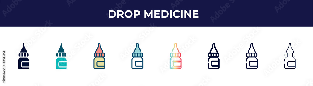 drop medicine icon in 8 styles. line, filled, glyph, thin outline, colorful, stroke and gradient styles, drop medicine vector sign. symbol, logo illustration. different style icons set. drop medicine icon in 8 styles. line, filled, glyph, thin outline, colorful, stroke and gradient styles, drop medicine vector sign. symbol, logo illustration. different style icons set.