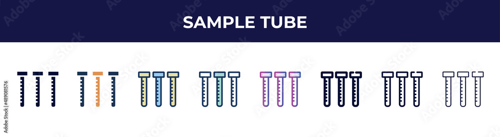 sample tube icon in 8 styles. line, filled, glyph, thin outline, colorful, stroke and gradient styles, sample tube vector sign. symbol, logo illustration. different style icons set. sample tube icon in 8 styles. line, filled, glyph, thin outline, colorful, stroke and gradient styles, sample tube vector sign. symbol, logo illustration. different style icons set.