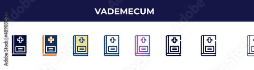 vademecum icon in 8 styles. line, filled, glyph, thin outline, colorful, stroke and gradient styles, vademecum vector sign. symbol, logo illustration. different style icons set.
