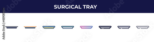 surgical tray icon in 8 styles. line, filled, glyph, thin outline, colorful, stroke and gradient styles, surgical tray vector sign. symbol, logo illustration. different style icons set.