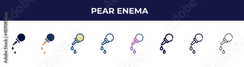 pear enema icon in 8 styles. line, filled, glyph, thin outline, colorful, stroke and gradient styles, pear enema vector sign. symbol, logo illustration. different style icons set.