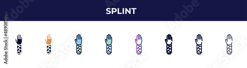 splint icon in 8 styles. line, filled, glyph, thin outline, colorful, stroke and gradient styles, splint vector sign. symbol, logo illustration. different style icons set.