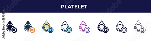 platelet icon in 8 styles. line, filled, glyph, thin outline, colorful, stroke and gradient styles, platelet vector sign. symbol, logo illustration. different style icons set.