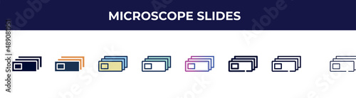 microscope slides icon in 8 styles. line, filled, glyph, thin outline, colorful, stroke and gradient styles, microscope slides vector sign. symbol, logo illustration. different style icons set.