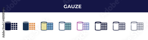 gauze icon in 8 styles. line, filled, glyph, thin outline, colorful, stroke and gradient styles, gauze vector sign. symbol, logo illustration. different style icons set.