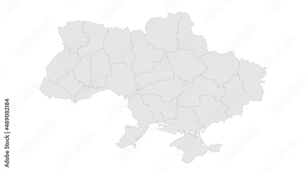 Detailed map of Ukraine and the Crimean peninsula with regions on a white background.