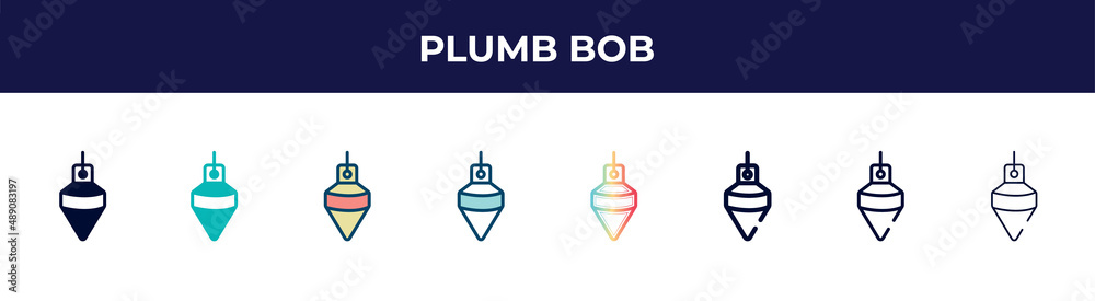 plumb bob icon in 8 styles. line, filled, glyph, thin outline, colorful, stroke and gradient styles, plumb bob vector sign. symbol, logo illustration. different style icons set. plumb bob icon in 8 styles. line, filled, glyph, thin outline, colorful, stroke and gradient styles, plumb bob vector sign. symbol, logo illustration. different style icons set.