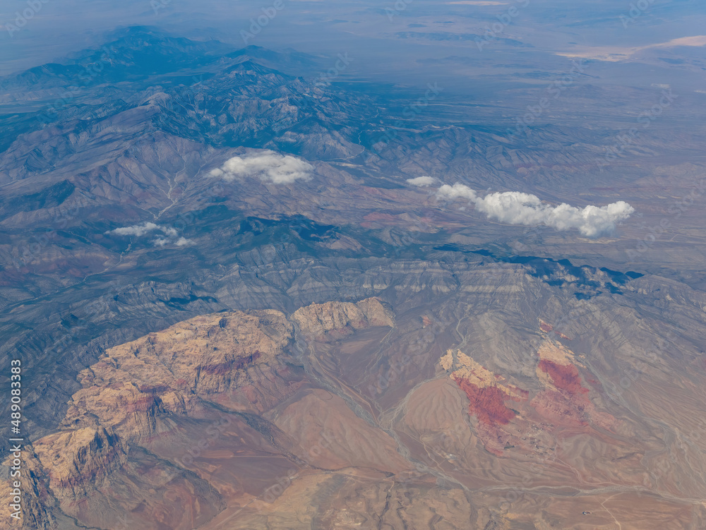 Aerial view of the Red Rock Canyon National Conservation Area landscape