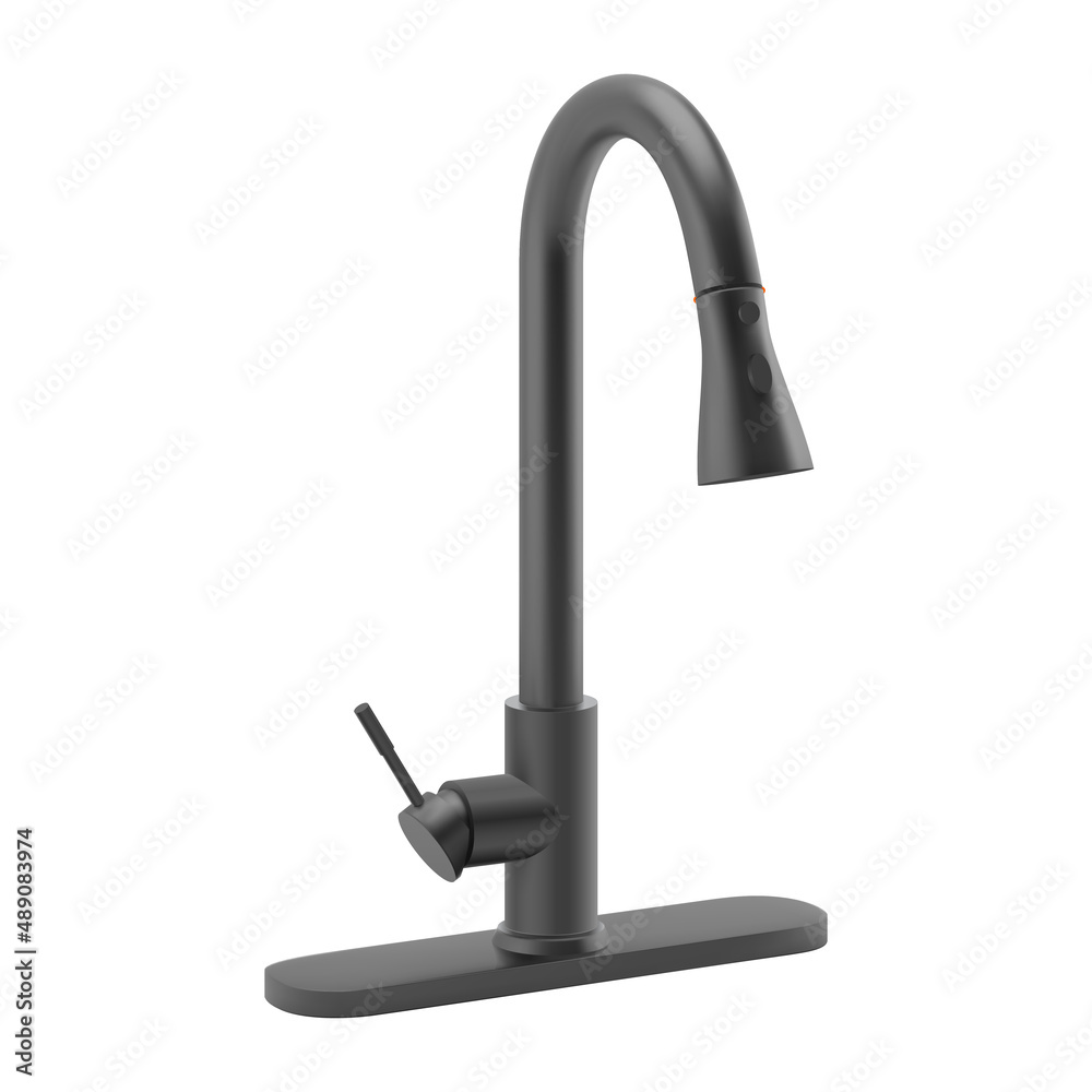 Illustration of the Water Tap, a Black Faucet for the Bathroom, or Kitchen Mixer on a White Illustration of the Water Tap, a Black Faucet for the Bathroom, or Kitchen Mixer on a White