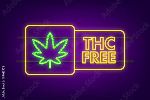 Creative cannabis leaf vector neon icon. Template for CBD Cannabidiol. Vector illustration.