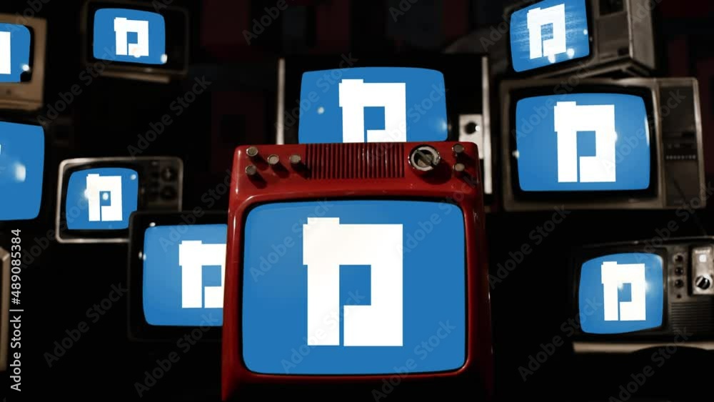 Flag of Katsushika, a Special Ward in Tokyo, Japan, and Vintage Televisions. 4K Resolution.