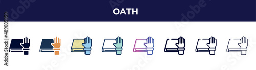 oath icon in 8 styles. line, filled, glyph, thin outline, colorful, stroke and gradient styles, oath vector sign. symbol, logo illustration. different style icons set.