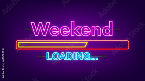 Cartoon weekend loading for neon design. Black friday. Holiday illustration. Calendar design photo