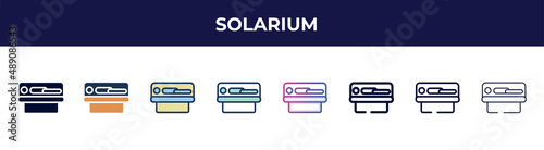 solarium icon in 8 styles. line, filled, glyph, thin outline, colorful, stroke and gradient styles, solarium vector sign. symbol, logo illustration. different style icons set.