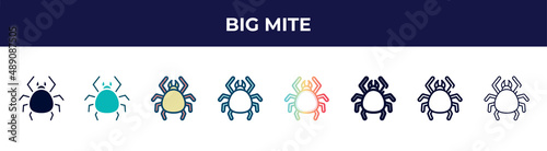 big mite icon in 8 styles. line, filled, glyph, thin outline, colorful, stroke and gradient styles, big mite vector sign. symbol, logo illustration. different style icons set.