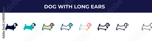 dog with long ears icon in 8 styles. line, filled, glyph, thin outline, colorful, stroke and gradient styles, dog with long ears vector sign. symbol, logo illustration. different style icons set.