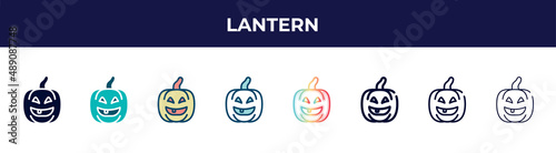 lantern icon in 8 styles. line, filled, glyph, thin outline, colorful, stroke and gradient styles, lantern vector sign. symbol, logo illustration. different style icons set.
