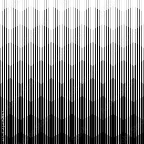 Geometric seamless border. Gradient pattern. Halftone linear texture. Abstract line gradation for design prints. Modern intricate lattice. Black simple patern on white background. Vector illustration
