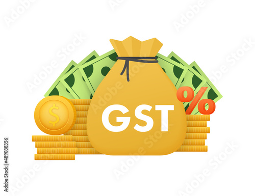 Good and Services Tax GST , indirect tax on the supply. Vector stock illustration.