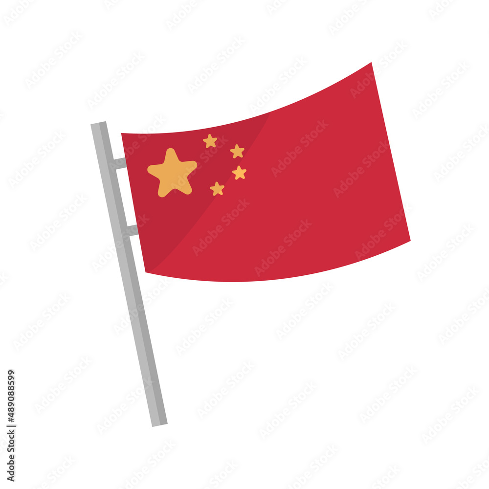 Chinese flag fluttering in the wind. Editable vector. Chinese flag fluttering in the wind. Editable vector.