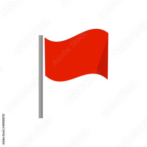 Icon of a red flag fluttering in the wind. Vector.