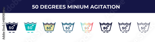 50 degrees minium agitation icon in 8 styles. line, filled, glyph, thin outline, colorful, stroke and gradient styles, 50 degrees minium agitation vector sign. symbol, logo illustration. different