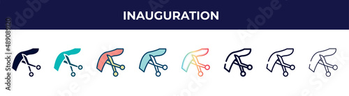 inauguration icon in 8 styles. line, filled, glyph, thin outline, colorful, stroke and gradient styles, inauguration vector sign. symbol, logo illustration. different style icons set. photo