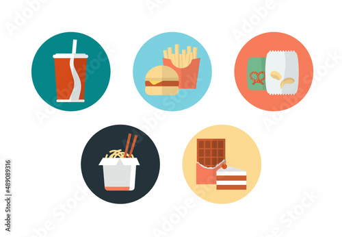 Fast food, beverage, sweets - flat style icon