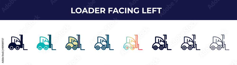loader facing left icon in 8 styles. line, filled, glyph, thin outline, colorful, stroke and gradient styles, loader facing left vector sign. symbol, logo illustration. different style icons set. loader facing left icon in 8 styles. line, filled, glyph, thin outline, colorful, stroke and gradient styles, loader facing left vector sign. symbol, logo illustration. different style icons set.