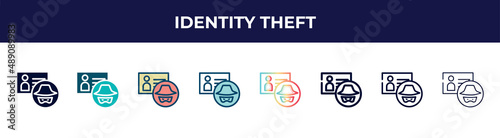 identity theft icon in 8 styles. line, filled, glyph, thin outline, colorful, stroke and gradient styles, identity theft vector sign. symbol, logo illustration. different style icons set. photo