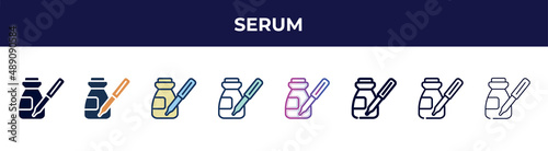 serum icon in 8 styles. line, filled, glyph, thin outline, colorful, stroke and gradient styles, serum vector sign. symbol, logo illustration. different style icons set.